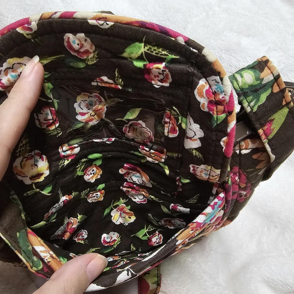 Vera Bradley English Rose Winter 2012  Brown Floral Lizzy Hipster Crossbody Bag